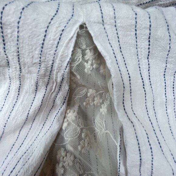 Isabelle Sinclair Womens Linen Blend Button Up Shirt Top XS White Striped Casual - Picture 3 of 9